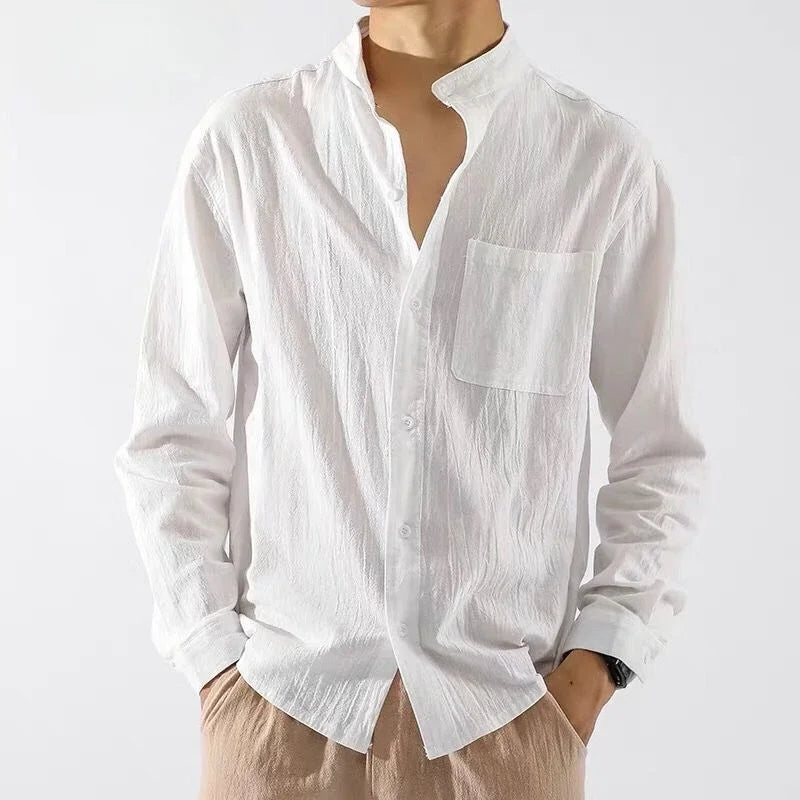 White Linen Shirt with Pocket