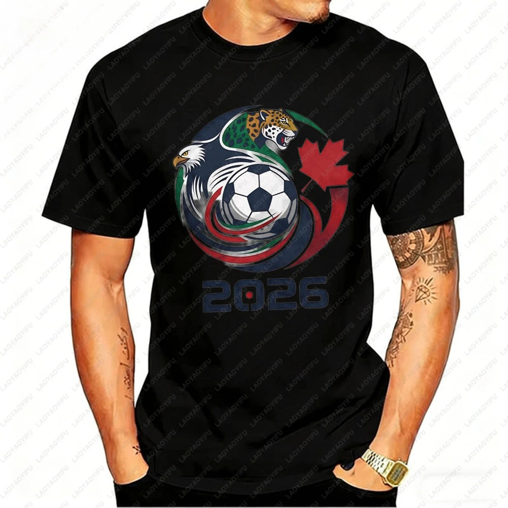 2026 Men’s Casual Soccer Print Oversized T‑Shirt — Minimalist Football Graphic Streetwear Tee