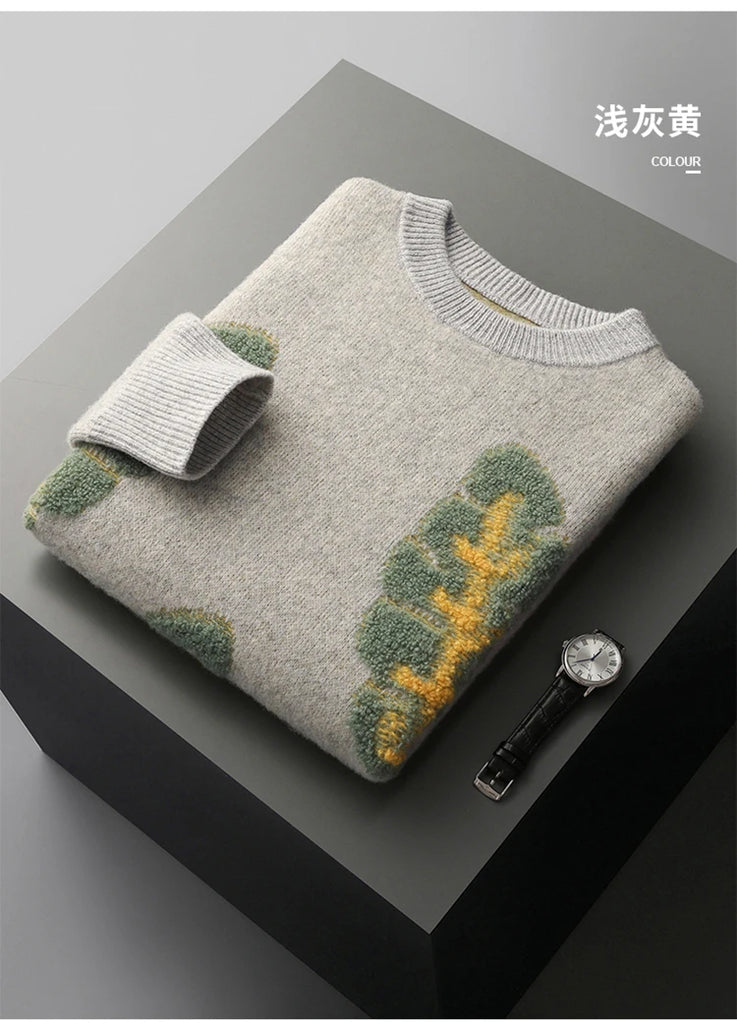 Men’s Jacquard Cashmere Merino Wool Sweater