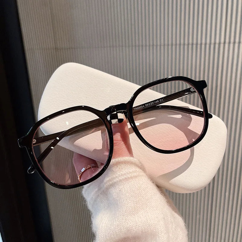 Korean Stylish Woman Sunglasses Gradient Pink Lenses Girls Decorative Glass Fashion Trendy Travelling Female Sunglass