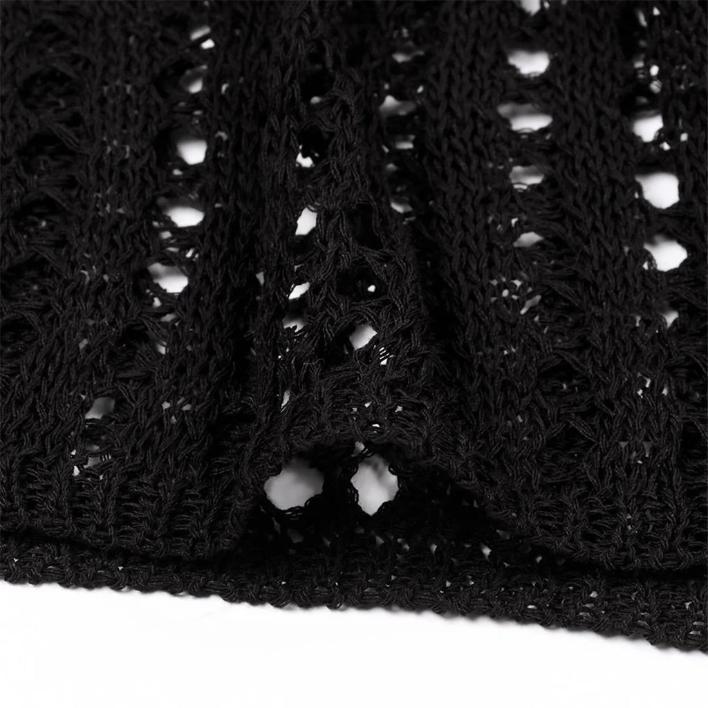 Women’s Backless Hollow‑Out Crochet Beach Cover‑Up