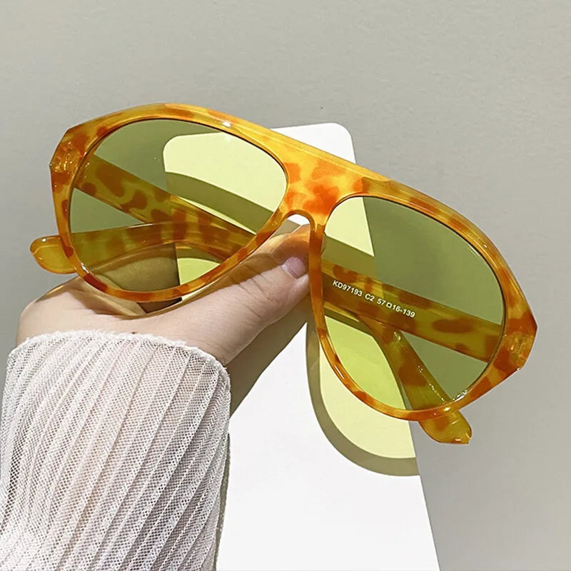 Oversized Goggle Sunglasses 2024 Women Brand Popular Yellow lens Sun Glasses Men Big Frame Trend Shades UV400 802086