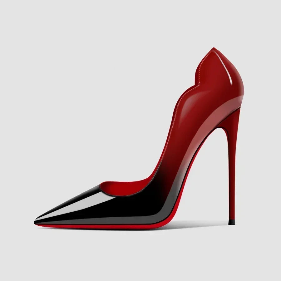 Women’s Gradient Red‑Bottom Leopard High Heels