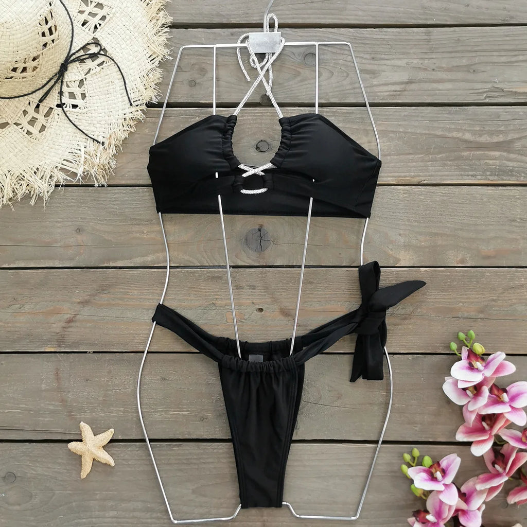 Women’s 2026 Brazilian High‑Waist Push‑Up Bikini – Solid & Printed Two‑Piece Swimsuit