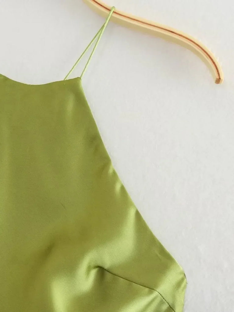 New Spring Summer Women's Maxi Dress Satin Feeling Sleeveless Dress Fashion Style Banquet Sexy Dresses Evening Female Clothing
