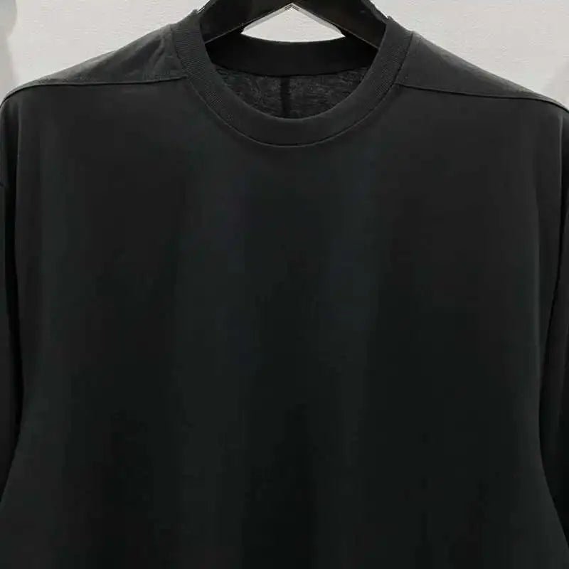 HKSH Spring Summer New Men's Tide Streetwear Cotton Solid Color Loose RO Style Short Sleeves Large Tees Chic Dark T-shirt HK2008