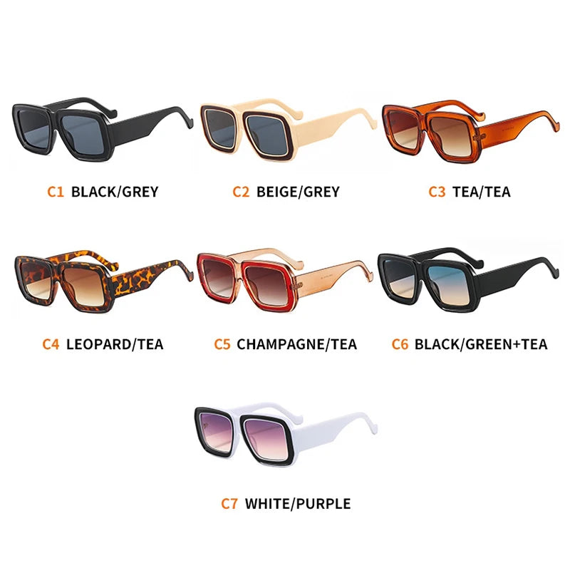 Fashion Square Sunglasses Women Luxury Vintage Big Frame Gradient Lenses Sun Glasses Female Popular Trends Shades UV400