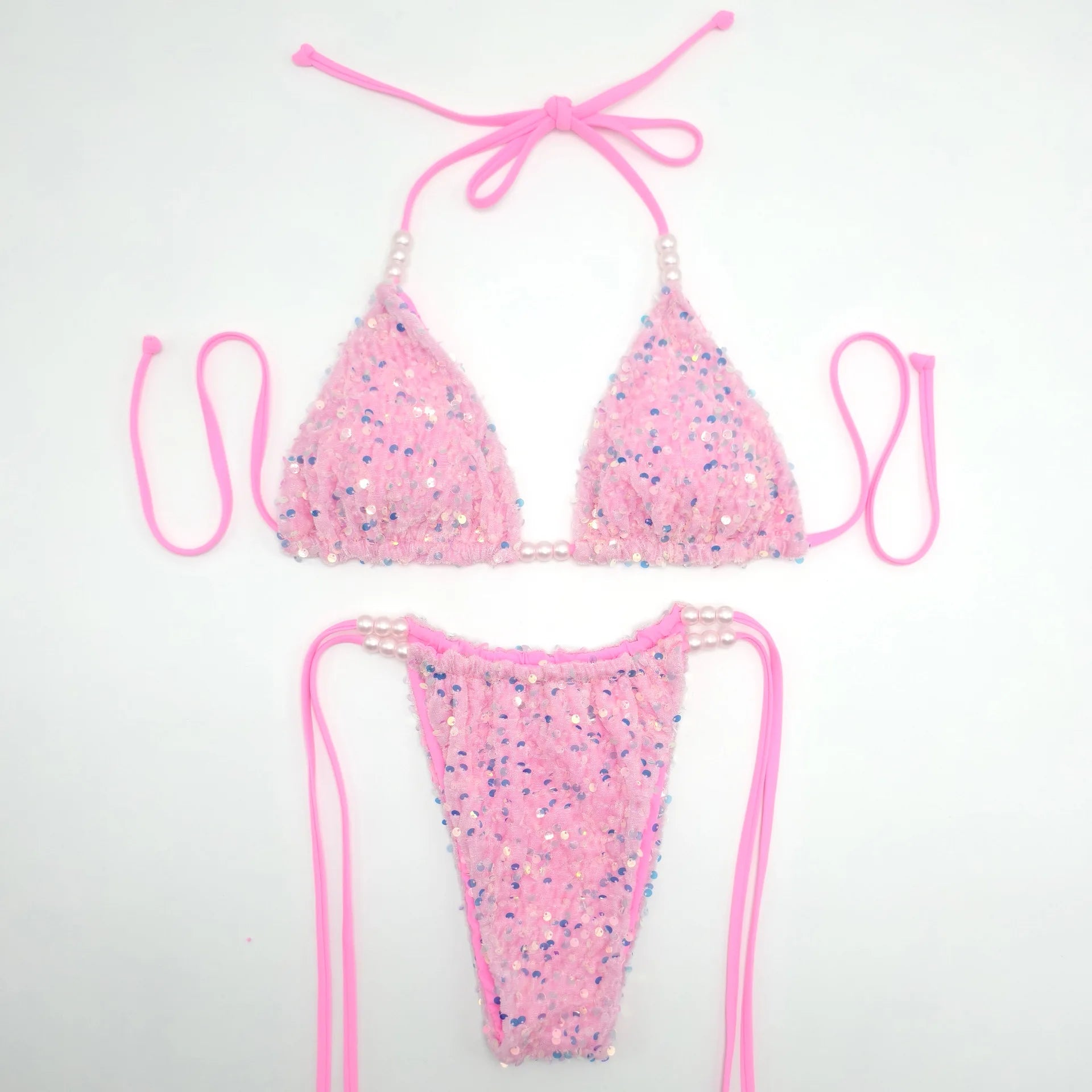 Melphieer Luxury Sparkle Sequins & Pearls Bikini