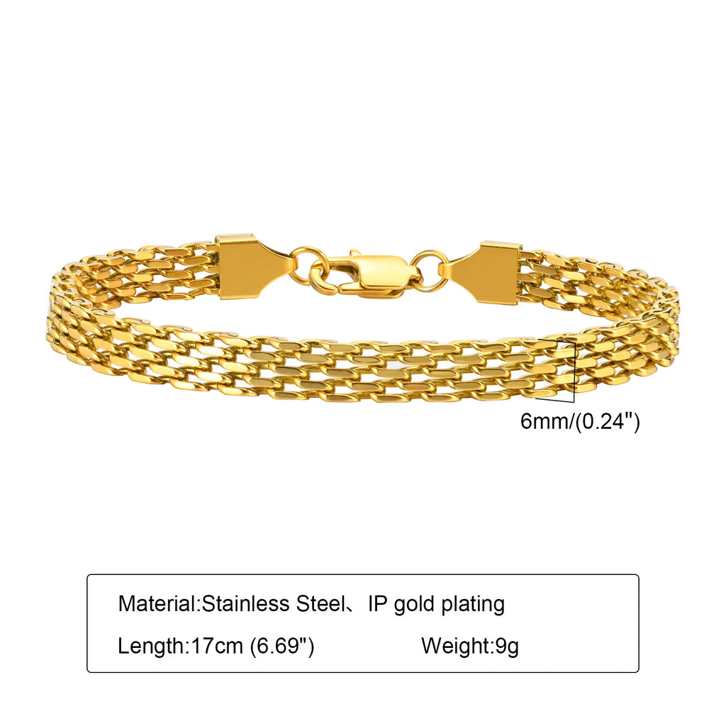 Waterproof Stainless Steel Chain Bracelets For Women , Gold Plated Fashion Stackable Link Bracelet Gifts