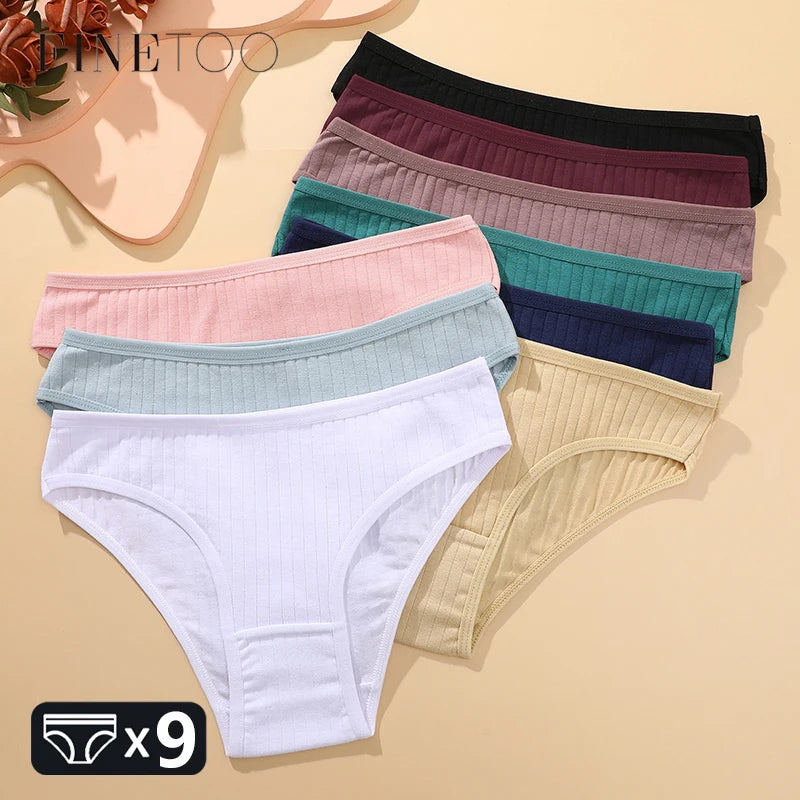 FINETOO Women’s Cotton Panties 9‑Pack