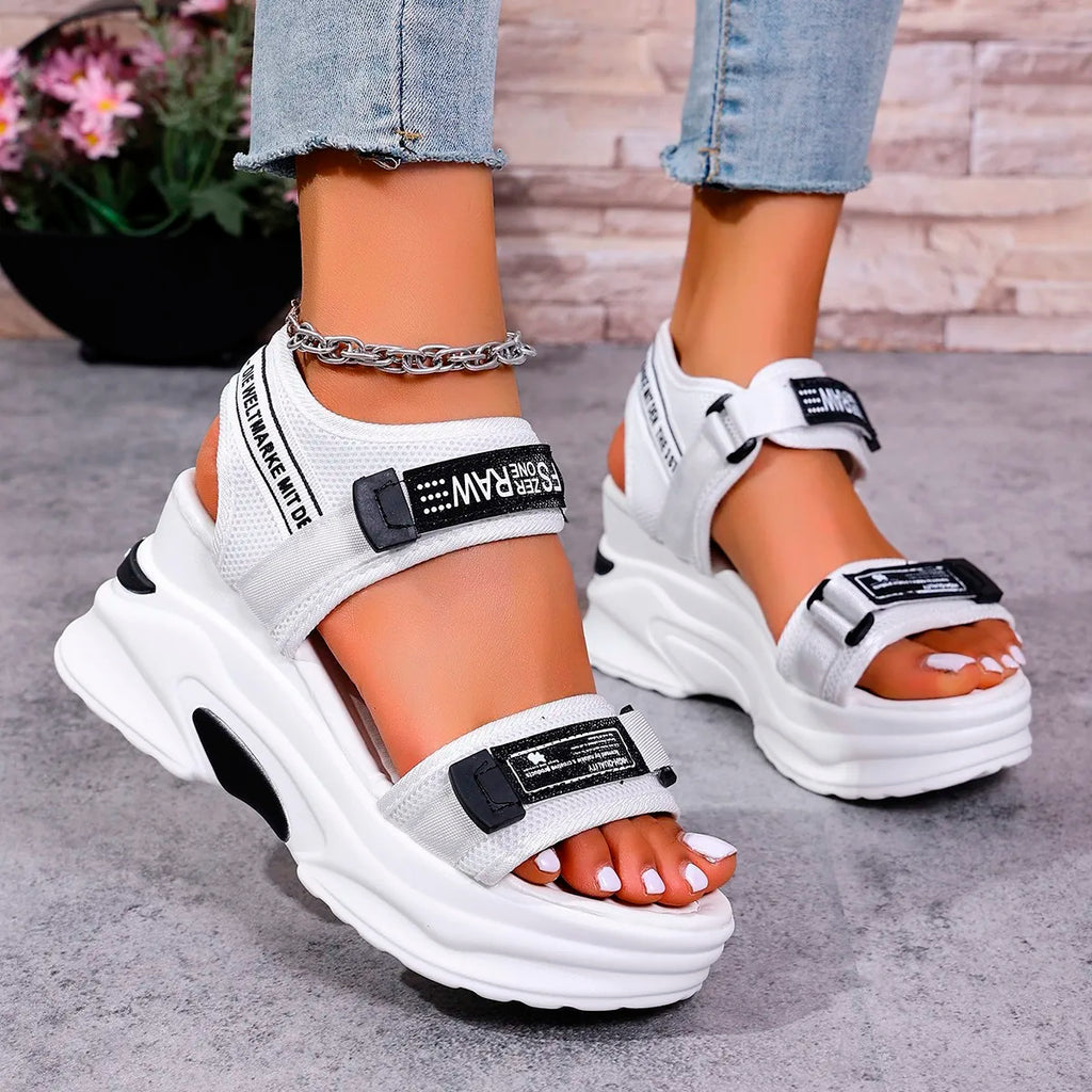 Women’s Platform Wedge Sandals — Lightweight Velcro Beach Sandals Zapatos De Mujer
