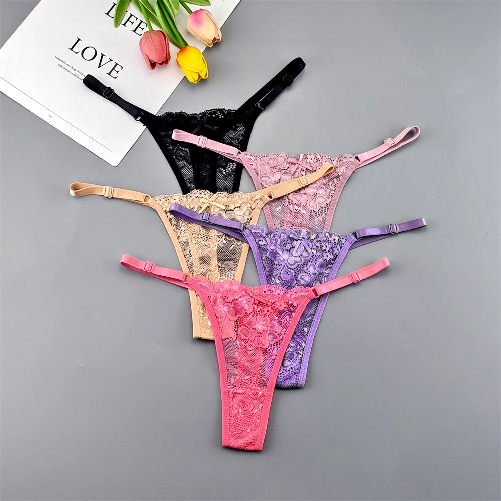 5‑Pack Lace Adjustable Thongs