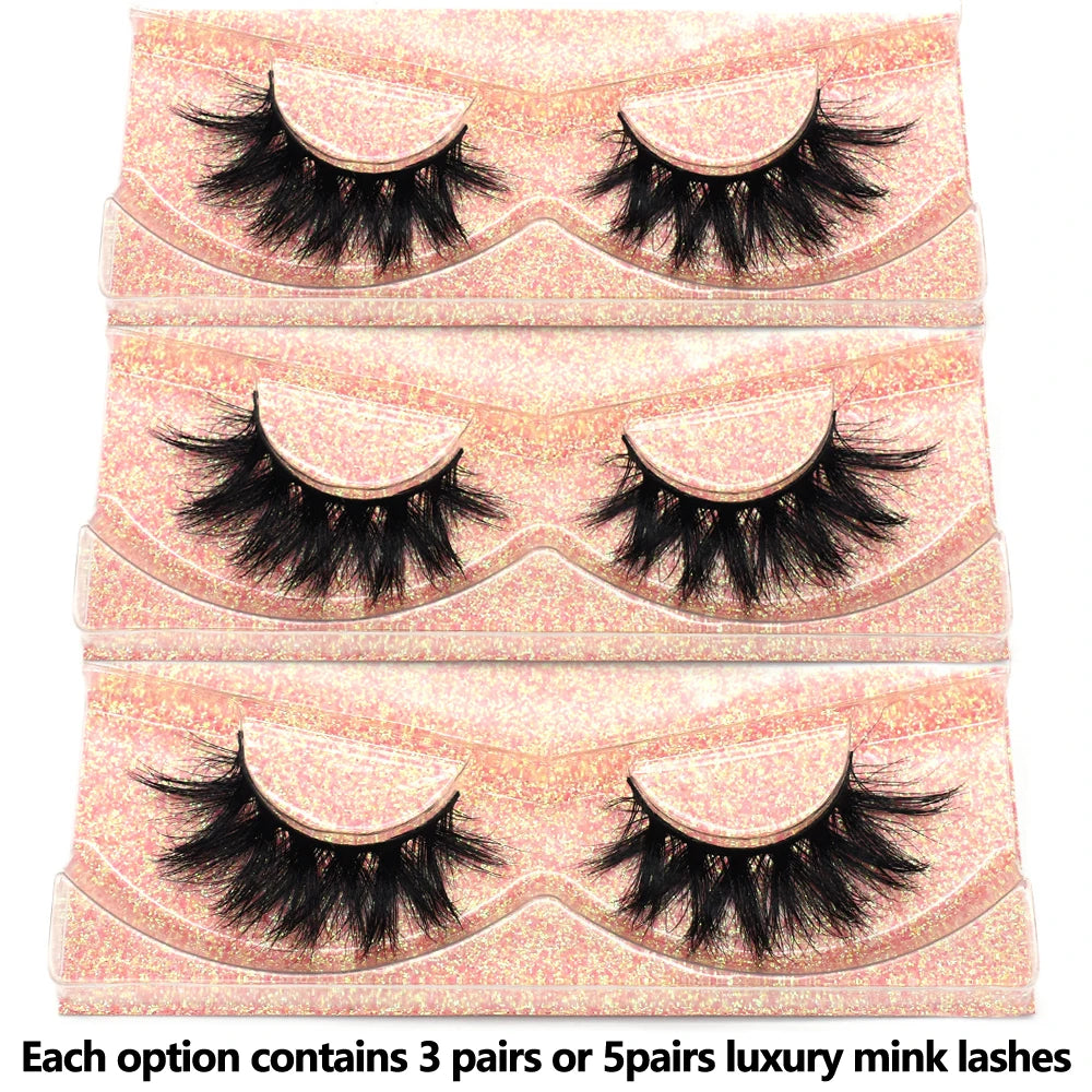FOXESJI 3Pairs 3D Mink Lashes Fluffy Wispy Soft Corss Mink Fake Eyelashes Reusable Lash Extension Thick False Eyelashes Makeup