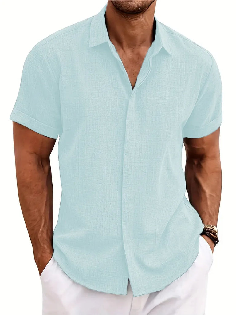 2024 New Men's Summer Lapel Shirt Large Size Loose Casual Comfortable Beach Short-Sleeved Top