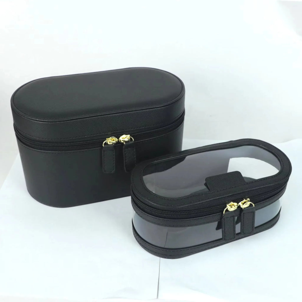 Customizable Name Saffiano Leather Toiletry Case – Women’s Luxury Travel Makeup Organizer & Dopp Kit Set