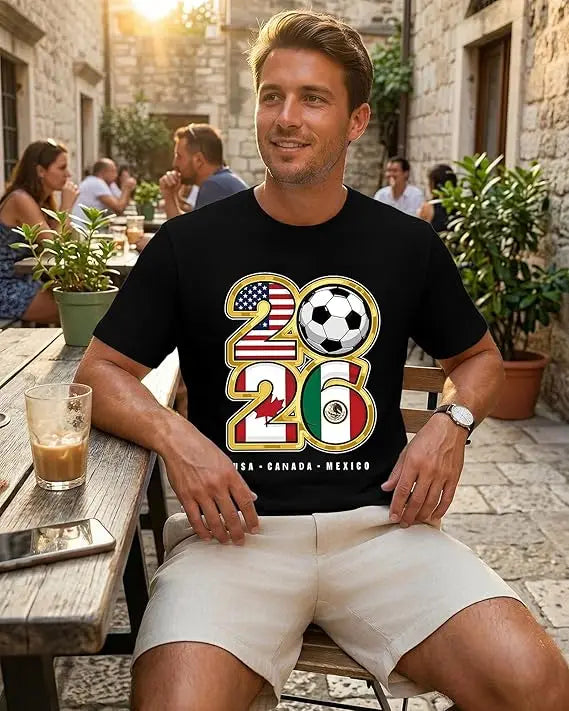 2026 Soccer Fan T‑Shirt — North America Flags Graphic Tee USA Canada Mexico Unisex
