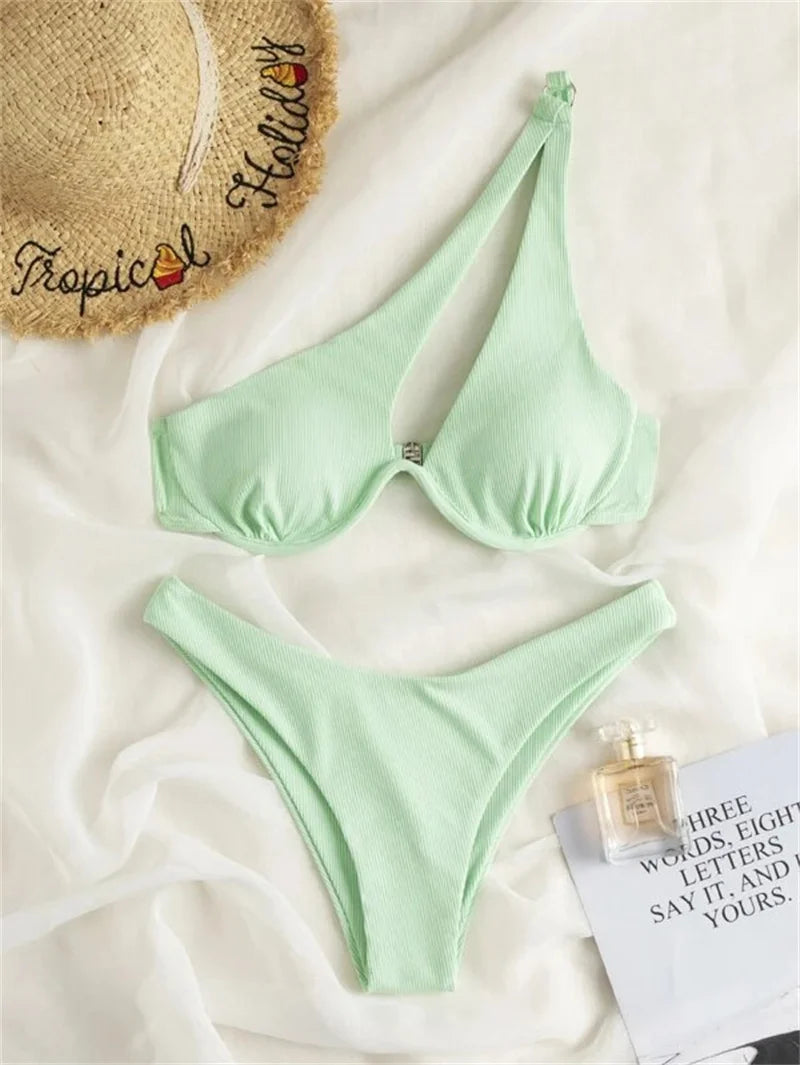 One‑Shoulder Push‑Up Micro Bikini