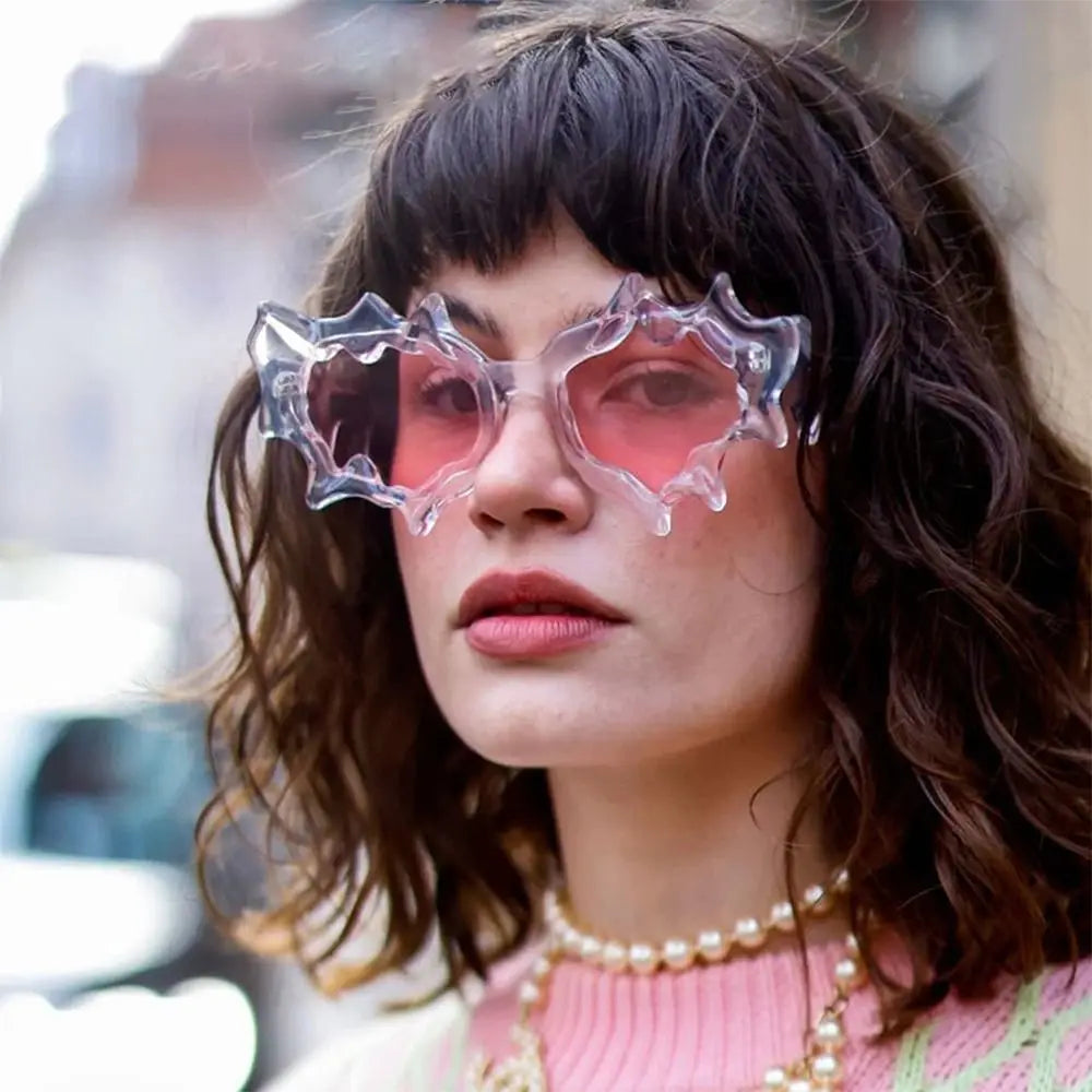 Fashion Wave Shape Women Sunglasses 2024 New Stylish Irregular Candy Color Eyewear Trendy Brand Design Outdoor Travelling Shades