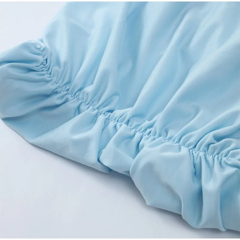 Irregular Shawl Blue Maxi Dress – Women’s 2025 Slim‑Fit Turtleneck Pleated Evening Party Dress
