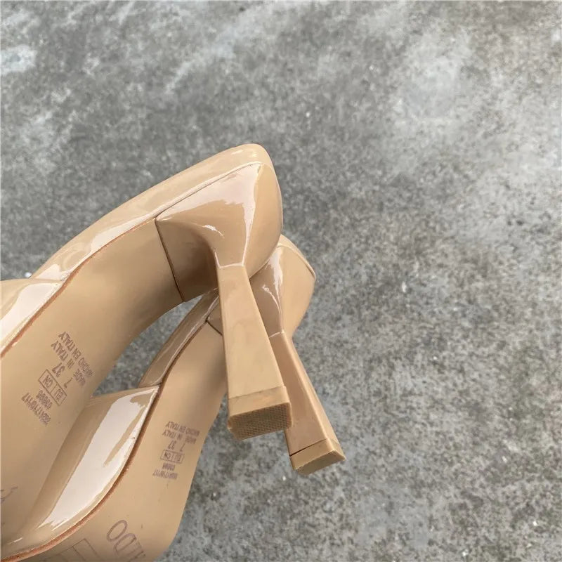 Women’s Square‑Head Thin High‑Heel Slippers
