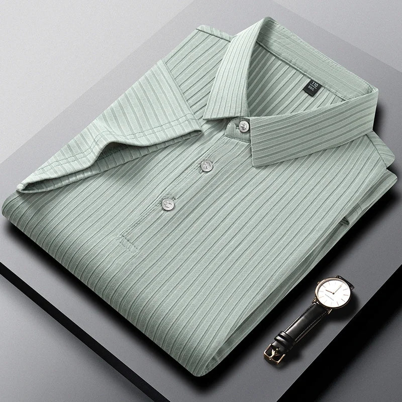 Striped Short‑Sleeve Polo Shirt