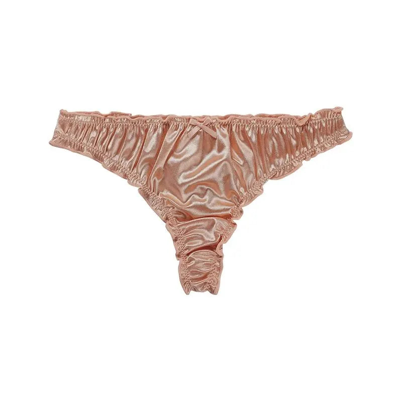 Frill‑Trim Satin Ice‑Silk Seamless Panties