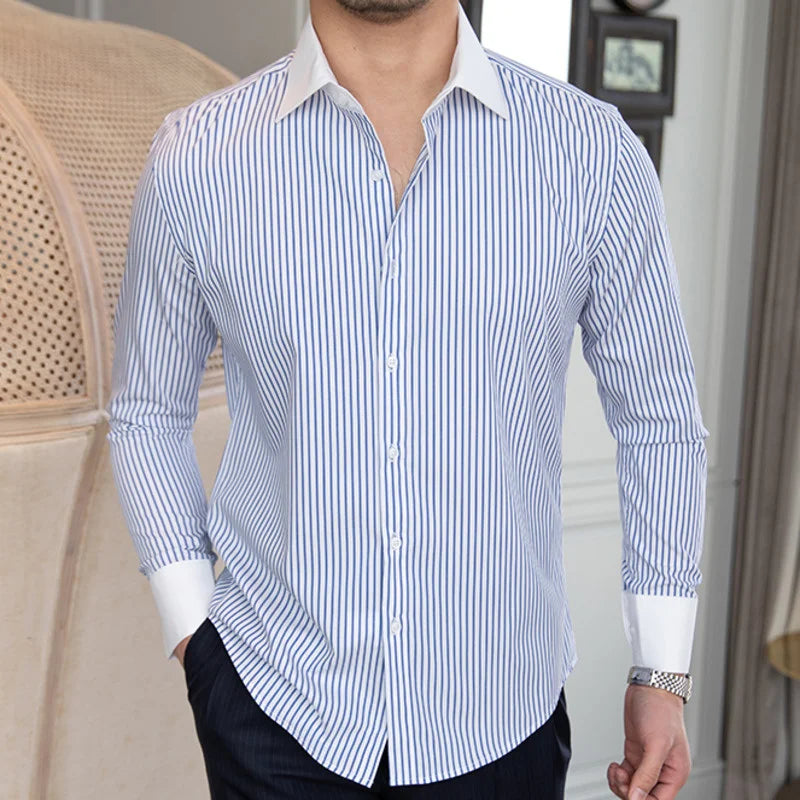British Stripe Long‑Sleeve Shirt