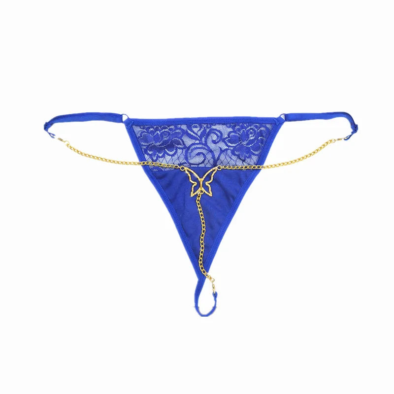 Letter Pendant Waist Chain & Lace Panty Set