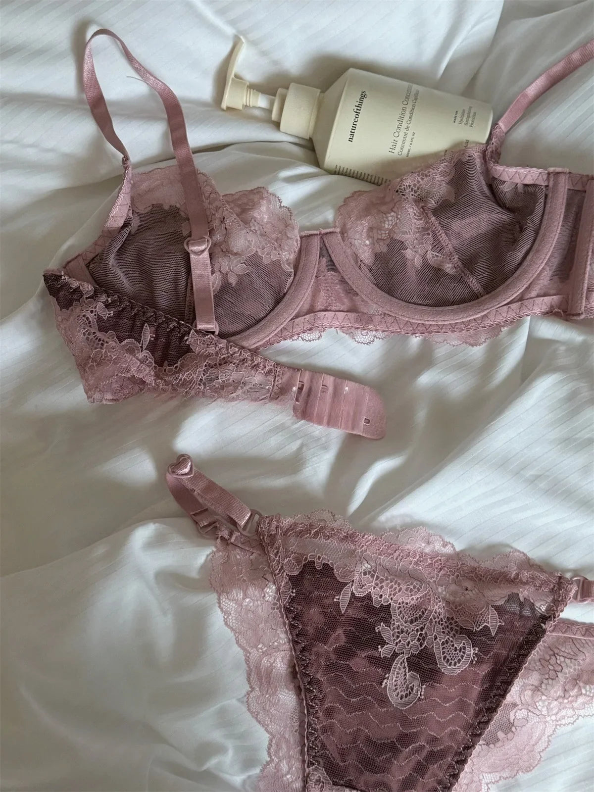 Thin Lace Floral Bra & Panty Set