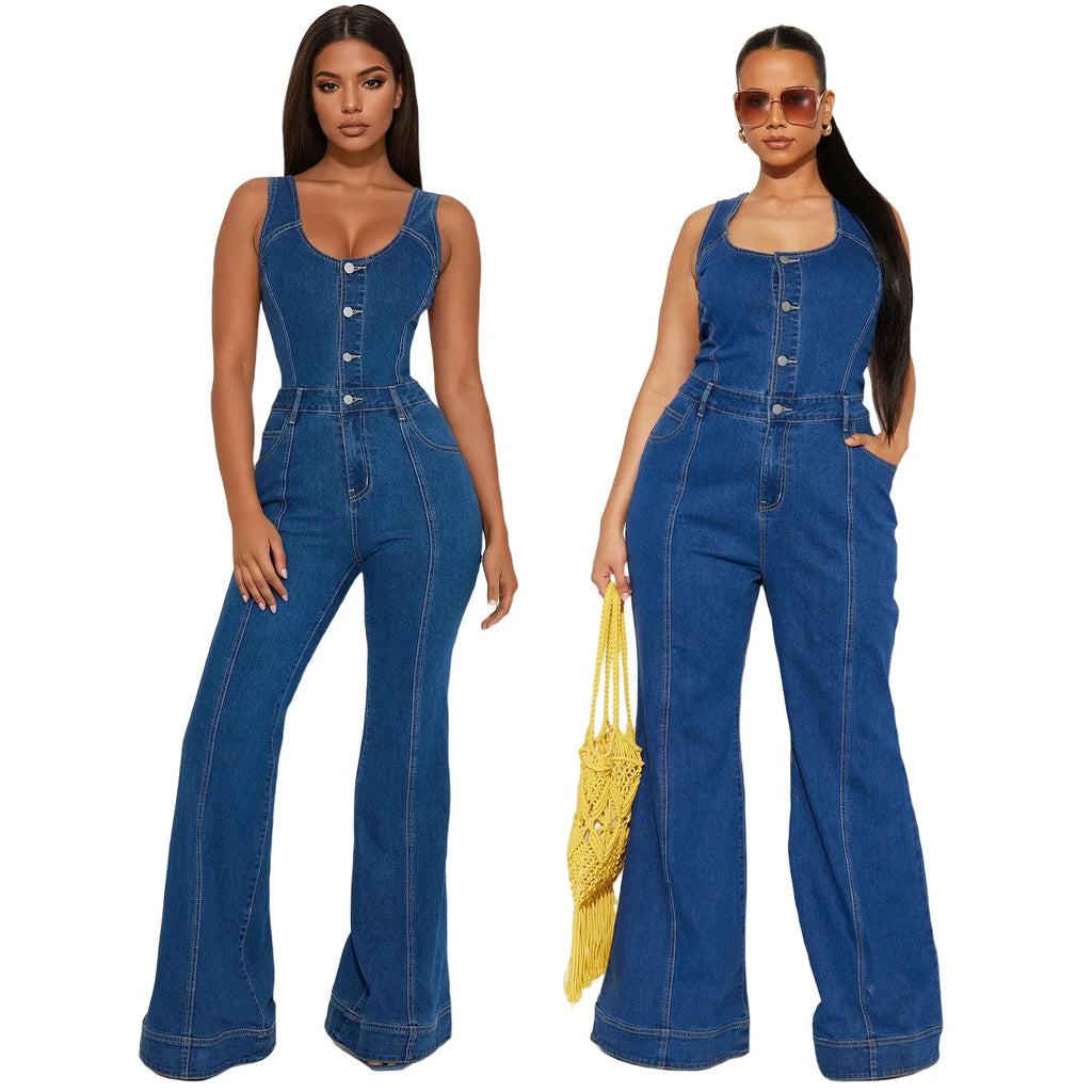 Women’s Vintage Denim Overalls Jumpsuit