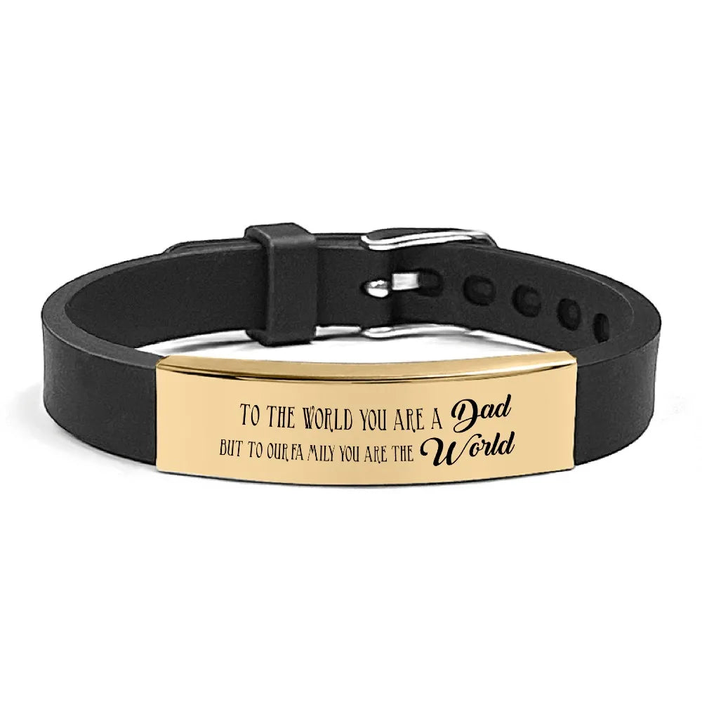Inspirational Quote Bracelet for Father – Stainless Steel Adjustable Wristband Gift for Men