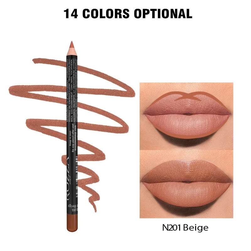 14‑Color Nude Matte Lip Liner Pencil – Long‑Lasting, Waterproof & High‑Pigment Slim Lip Pencil