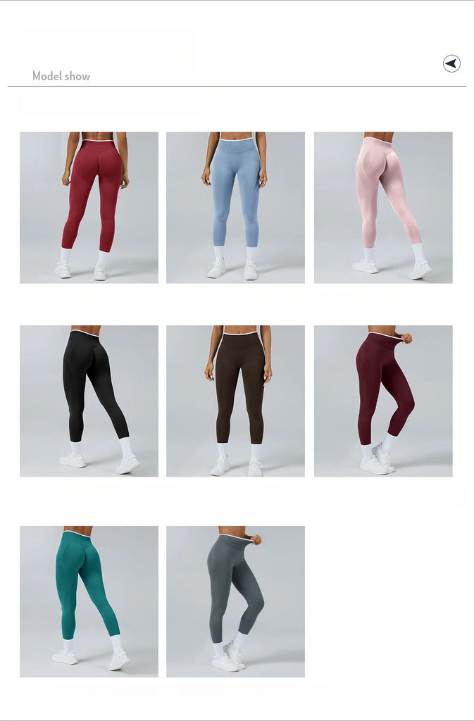 Women’s High‑Waist Seamless Yoga Leggings – Color‑Blocking Hip‑Lifting Knitted Workout Tights