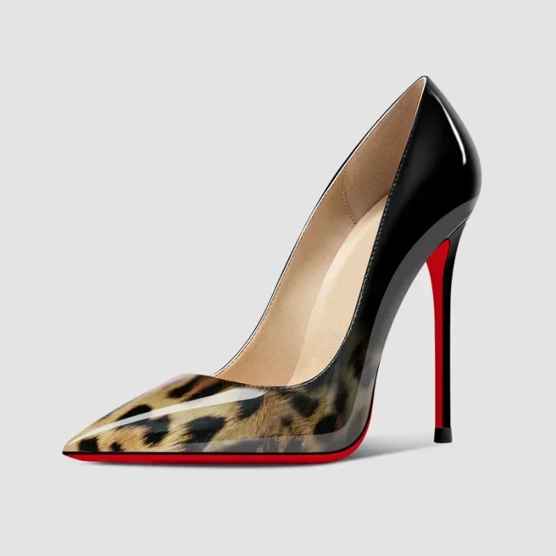 Women’s Gradient Red‑Bottom Leopard High Heels