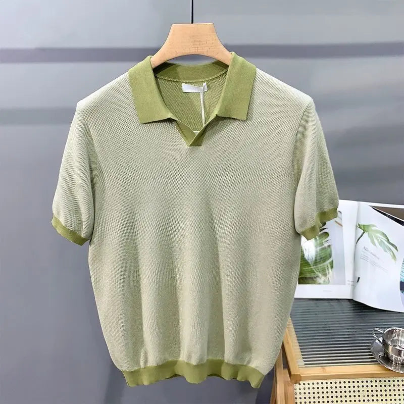Italian Cuban Collar Ice Silk Polo