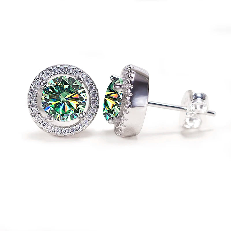 JoyceJelly Unisex Sterling Silver 925 Jewelry 2X1CT 6.5mm GRA Moissanite Stud Earrings for Men Women Lab Diamond Ear-studs Gift