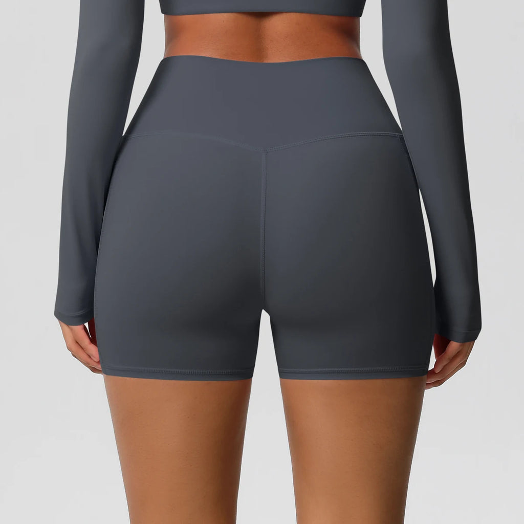 Women’s Seamless High Waist Sports Shorts with Pockets