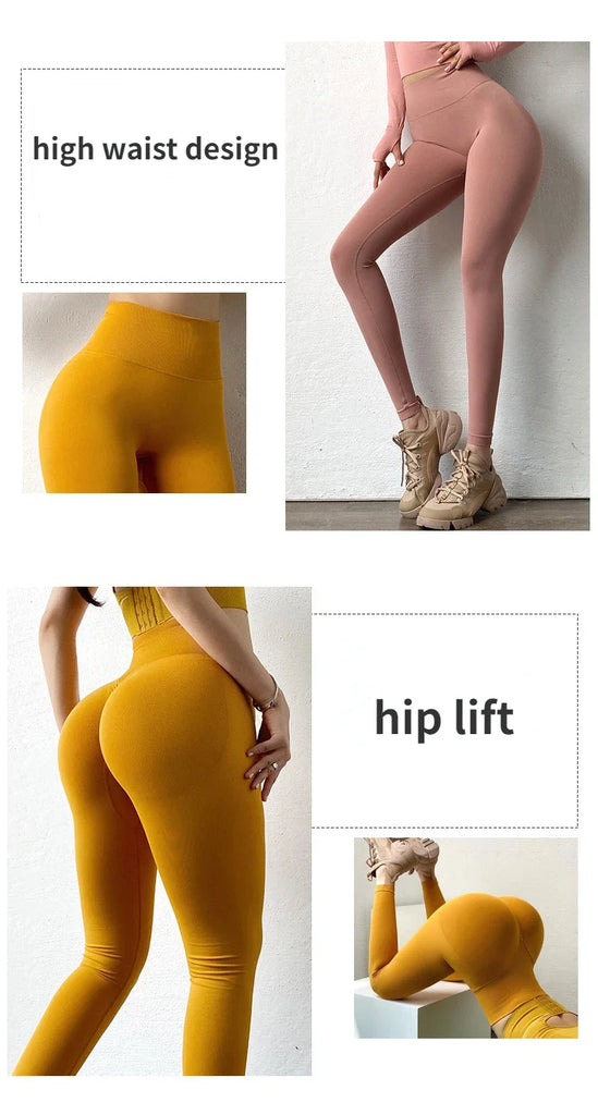 High Waist Seamless Push‑Up Leggings for Women