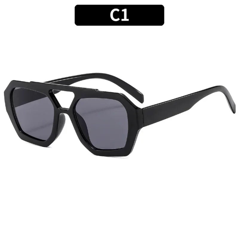 2025 Retro Double Bridge Fashion Sunglasses Women's Luxury Light Rhombus Women Sun Glasses Ins Trending Sun Shades UV400