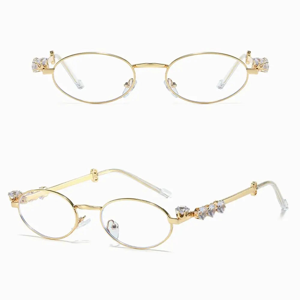 Convenient Bling Rhinestone Sunglasses INS Steampunk Oval Women Sunglasses Fashion Trendy Anti-Blue Light Spectacles Selfie Y2k