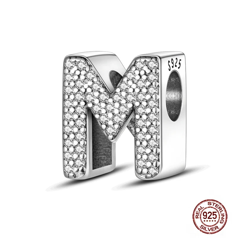 Fit Pendant Original Bracelets Charms Plata De Ley 925 Silver 26 A-Z Alphabet Letters Charm Beads For Women DIY Birthday Jewelry