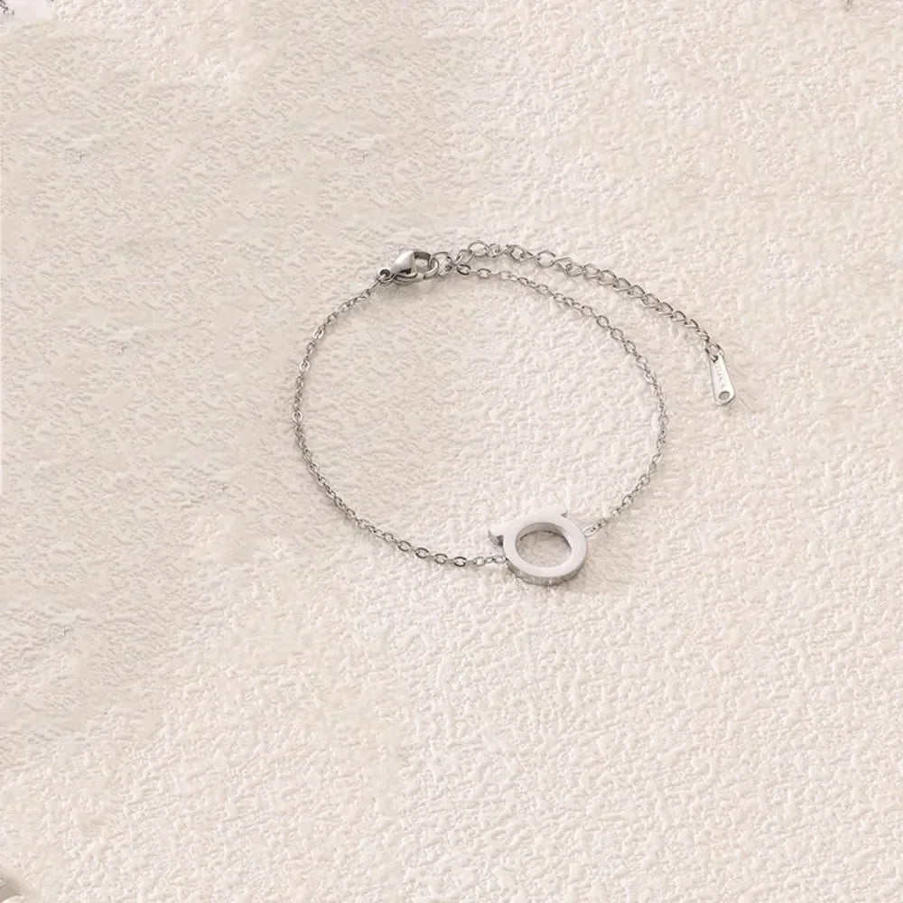 Titanium Steel Minimalist D-Shaped Necklace Bracelet Earrings Set, Plated Women's Collarbone Chain, Personalized Trendy Style