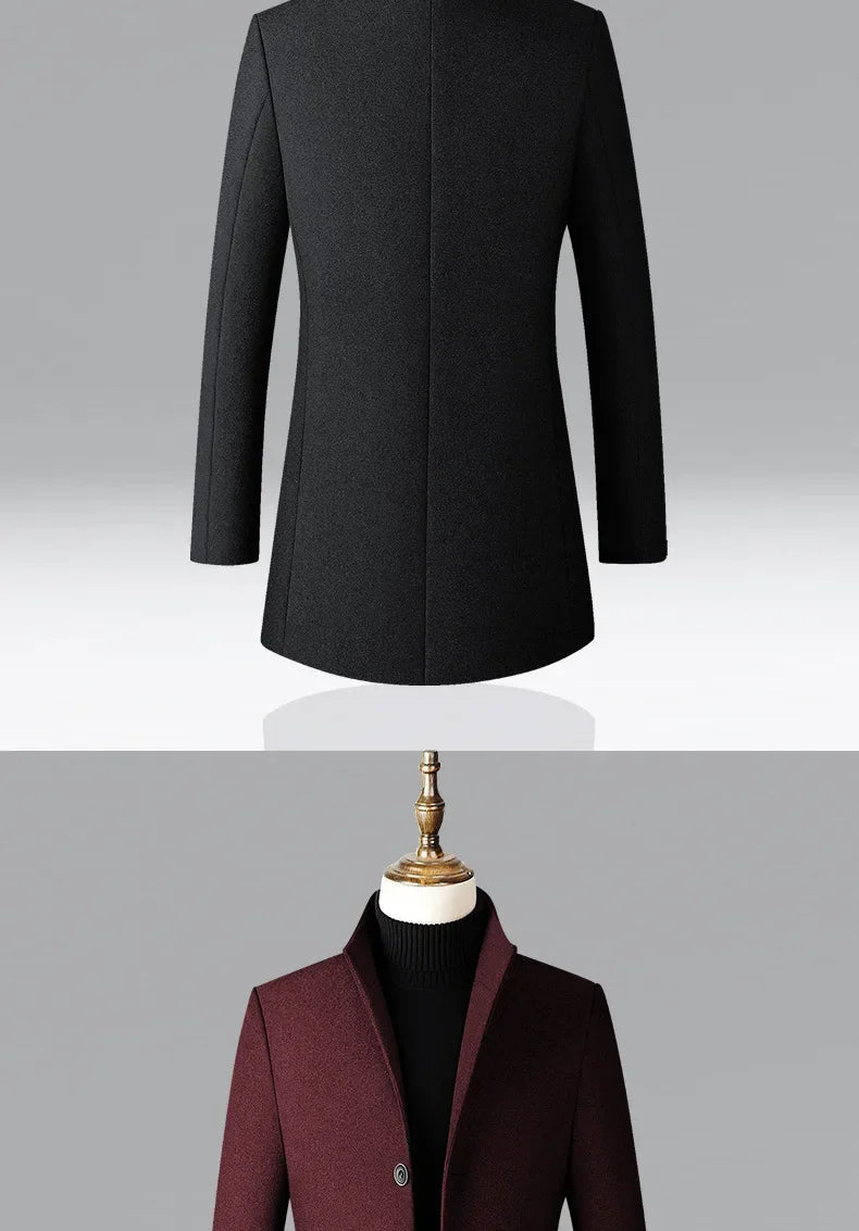 TFETTERS Brand Trench Coat Korean Fashion Business Casual Stand Collar Long Jackets for Men 2026 Autumn Windbreaker Winter Coats