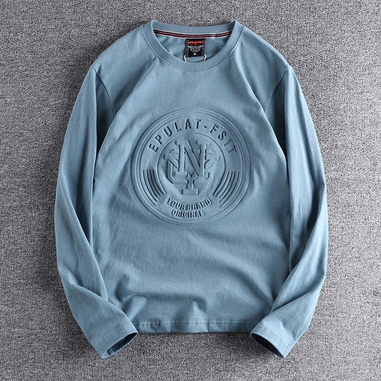 American Retro 3D Letter Long‑Sleeve T‑Shirt