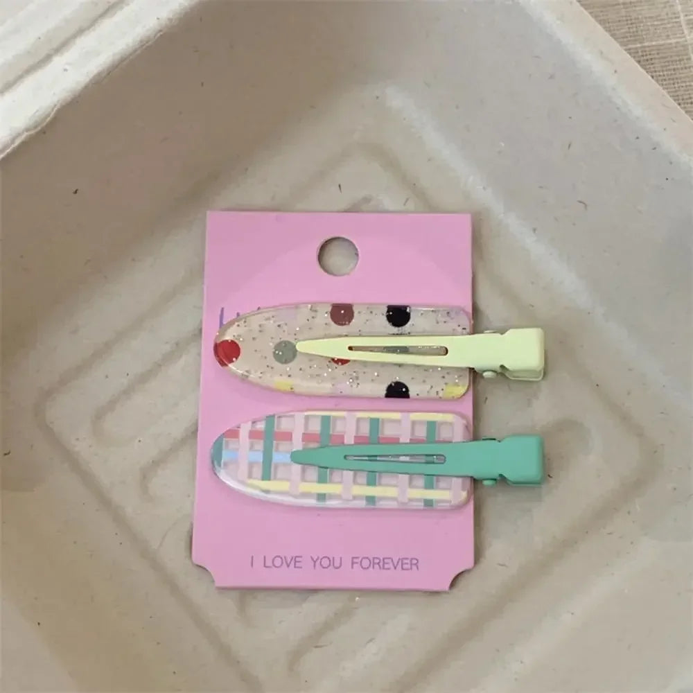 Geometry Traceless Hairpin Cute Cherry Bangs Clip Fruit Hairpin Duckbill Clip Korean Style Makeup Hair Clip Kids
