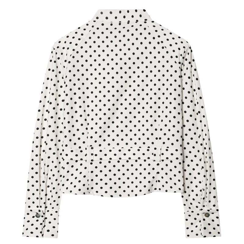Elegant Polka‑Dot Jacket & Capri Pants Set