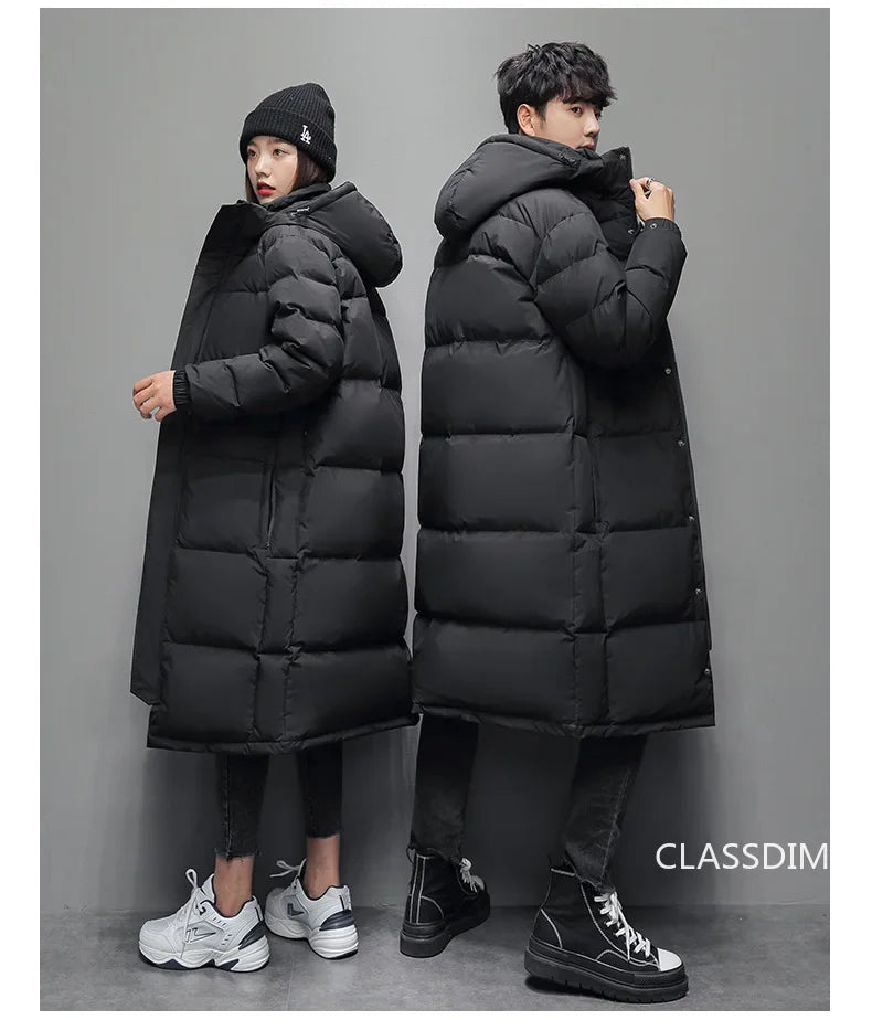 New Winter Duck Down Coats Men Hooded Long Puffer Jackets Unisex Casual Parkas Quality Couples Outdoor Windproof Warm Jackets 3X