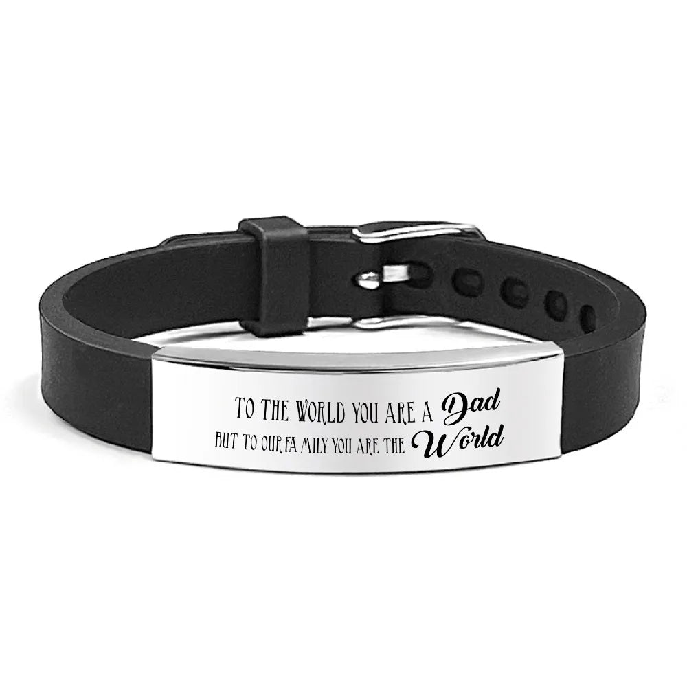 Inspirational Quote Bracelet for Father – Stainless Steel Adjustable Wristband Gift for Men