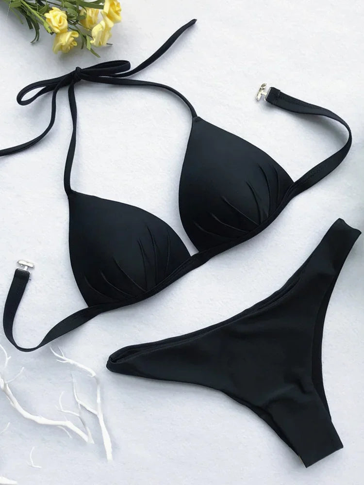 Halter Bra‑Cup Push‑Up Bikini