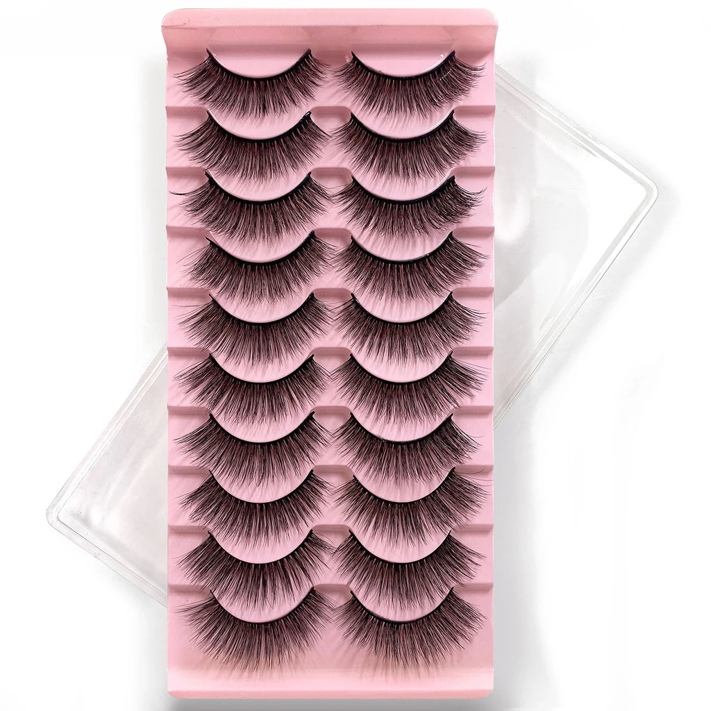 10Pairs Multipack 3D Mink Lashes False Eyelashes Handmade Wispy Fluffy Long Lashes Natural Eye Makeup Tools Eye Lashes H13 E08